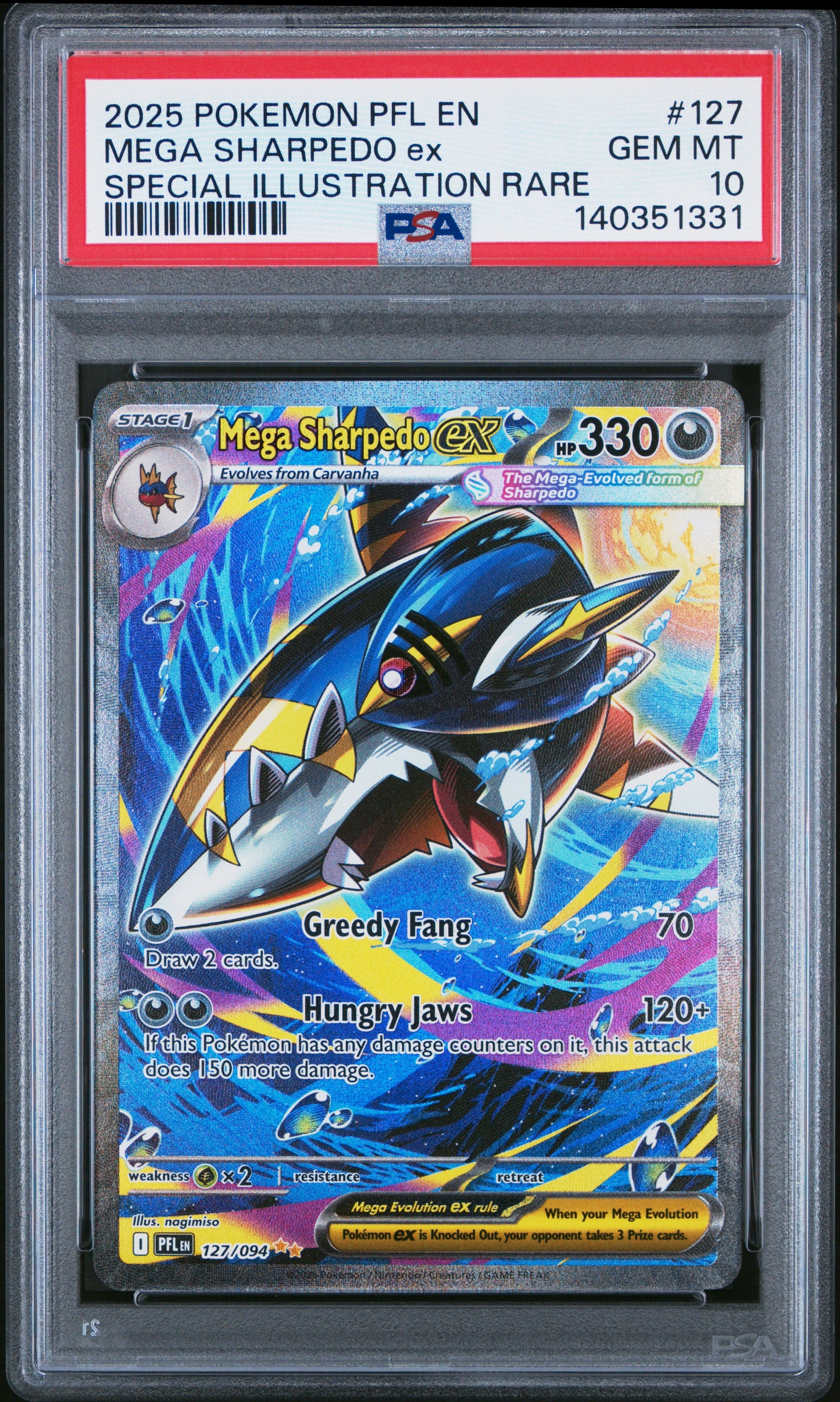 PSA 10 - Mega Sharpedo ex 127/094 SIR MEG Phantasmal Flames - Pokemon