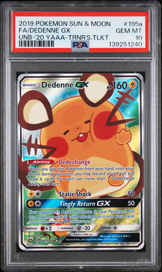 PSA 10 - Dedenne GX 195a/214 Trainers Tool Kit - Pokemon