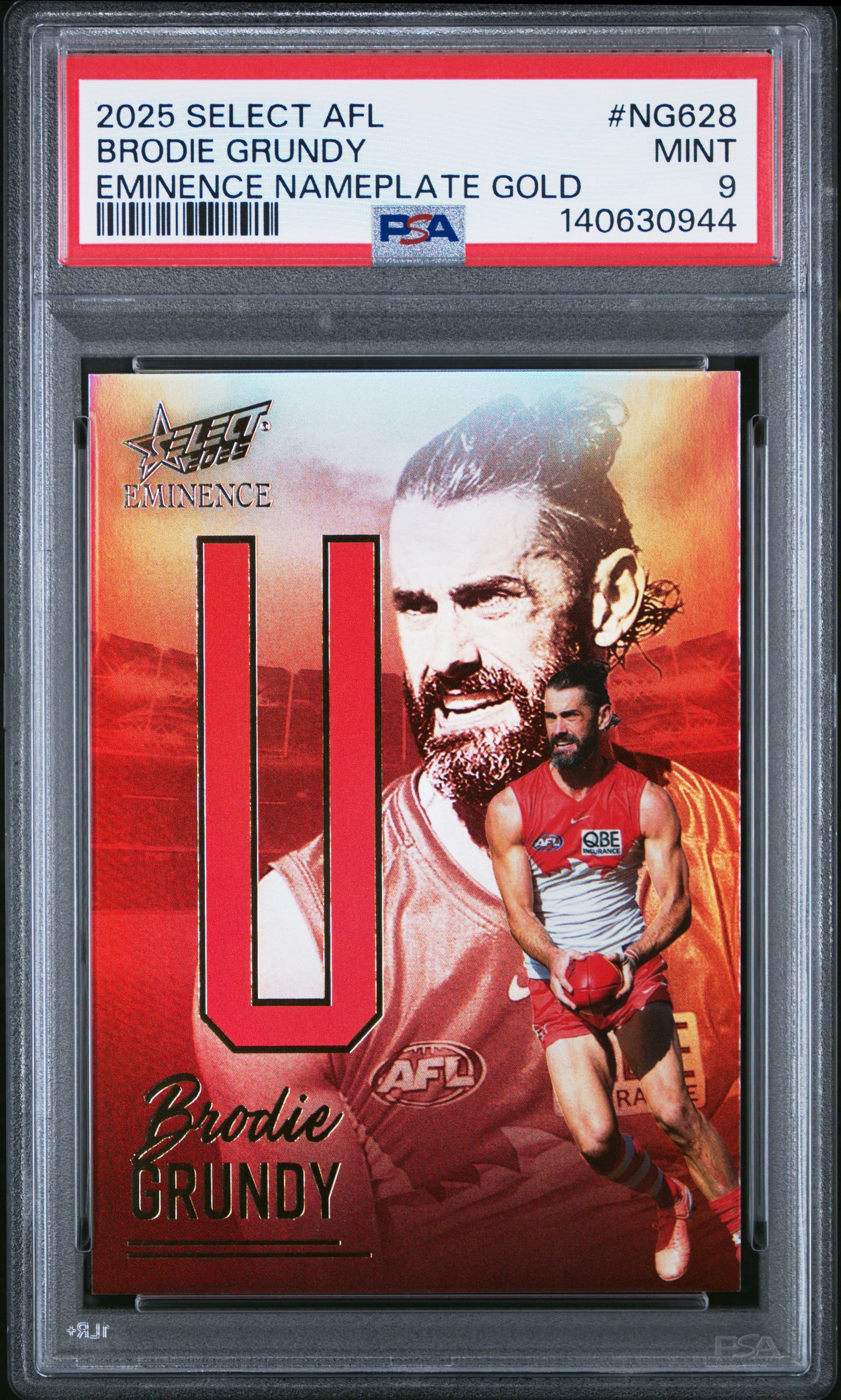 PSA 9 - Brodie Grundy U #NG628 Nameplate Gold 2025 SELECT Eminence - AFL