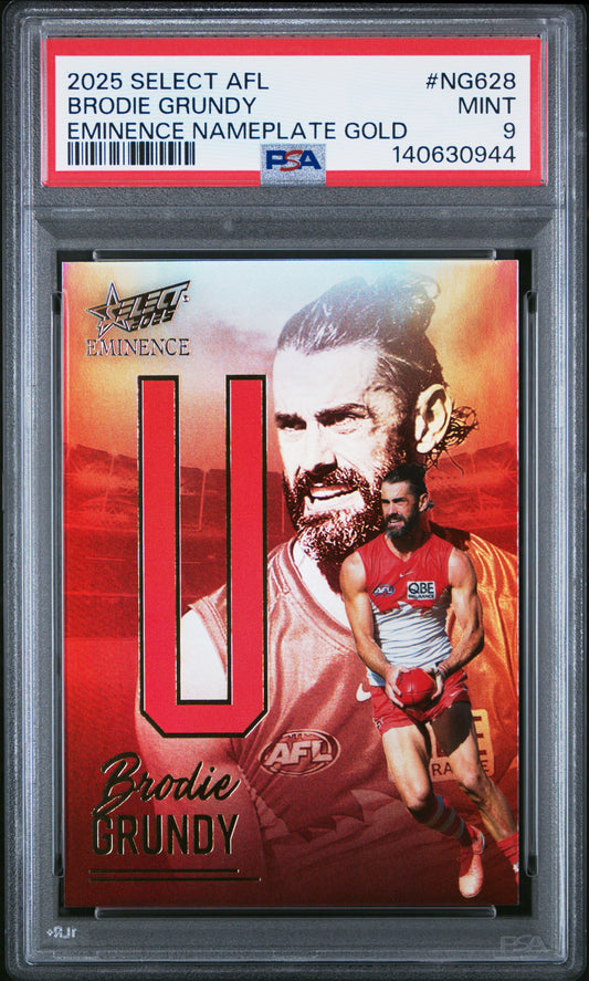 PSA 9 - Brodie Grundy U #NG628 Nameplate Gold 2025 SELECT Eminence - AFL