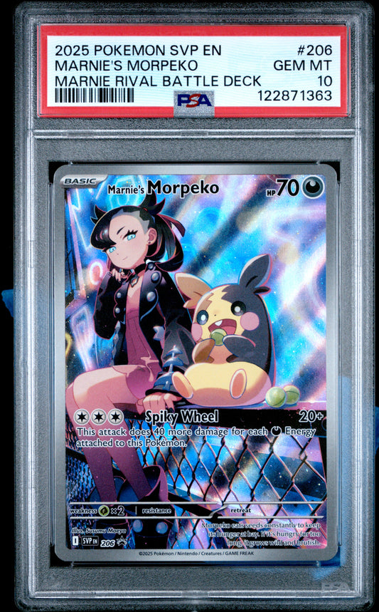 PSA 10 - Marnie's Morpeko SVP206 Illustration Rare SV Rival Battle Deck - Pokemon