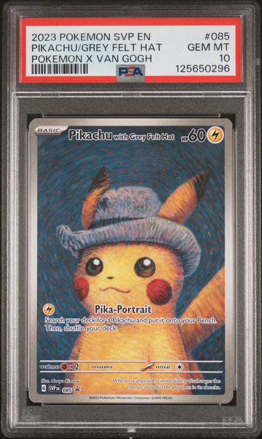 PSA 10 - Pikachu Grey Felt Hat SVP085 Van Gogh Promo - Pokemon