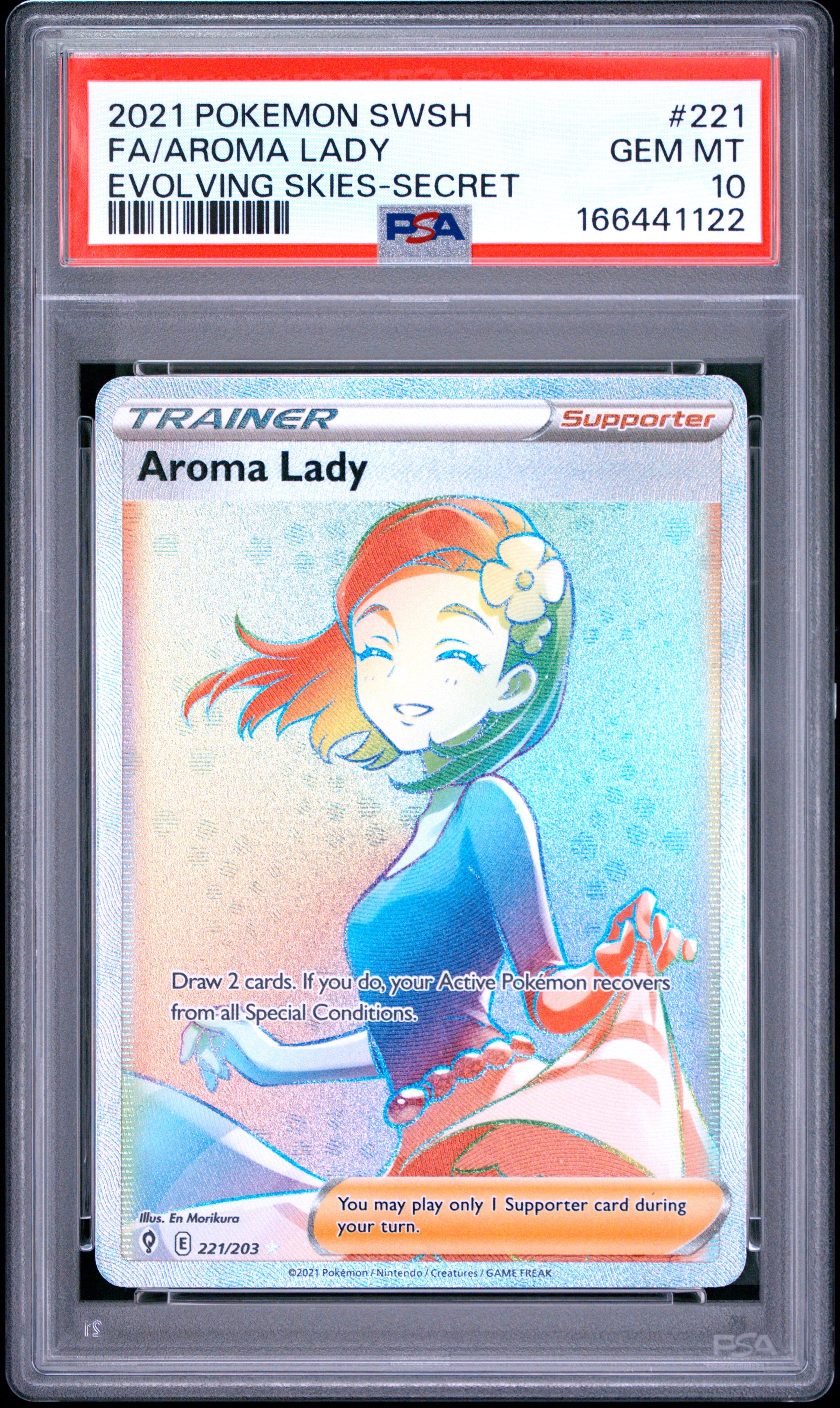 PSA 10 - Aroma Lady 221/203 SWSH Evolving Skies x122 - Pokemon
