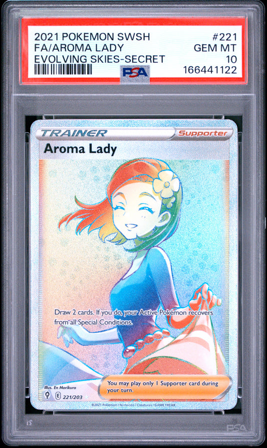 PSA 10 - Aroma Lady 221/203 SWSH Evolving Skies x122 - Pokemon