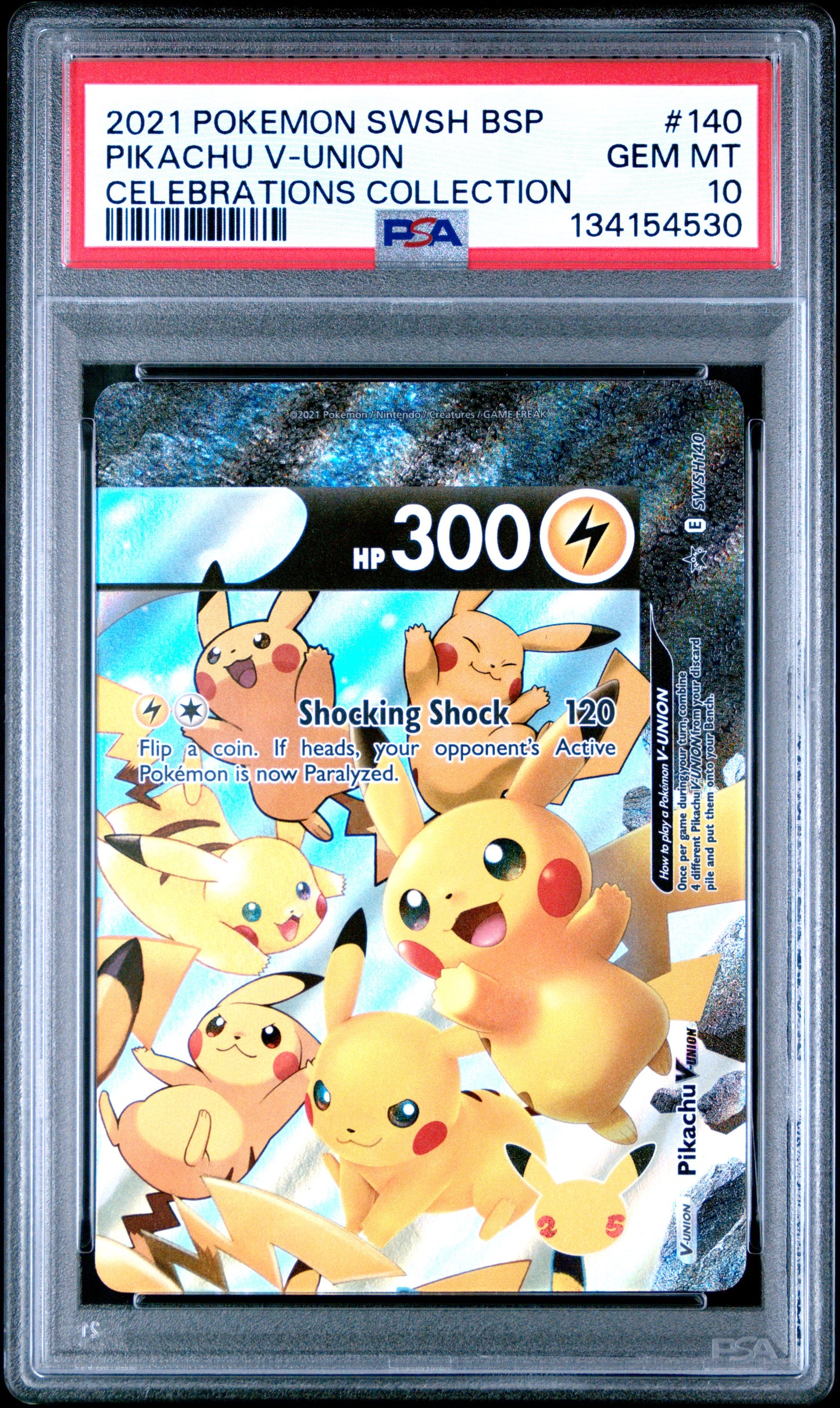 PSA 10 - Pikachu V-Union SWSH140 Celebrations Collection - Pokemon