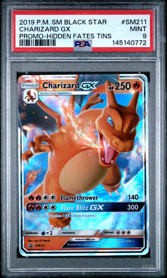 PSA 9 - Charizard GX SM211 Hidden Fates Tins Black Star Promo x772 - Pokemon