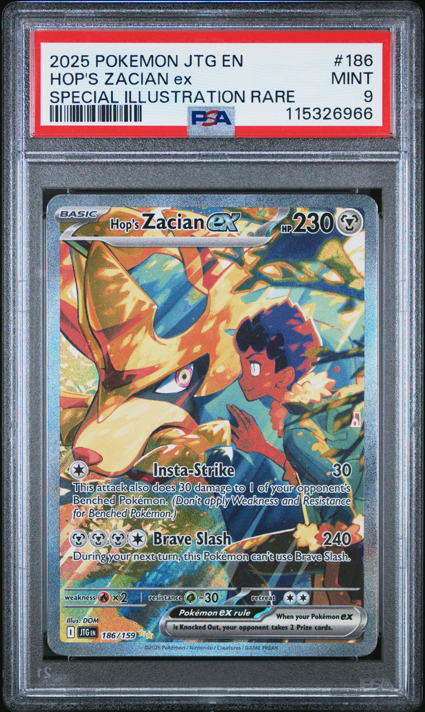 PSA 9 - Hop's Zacian 186/159 SIR SV Journey Together - Pokemon