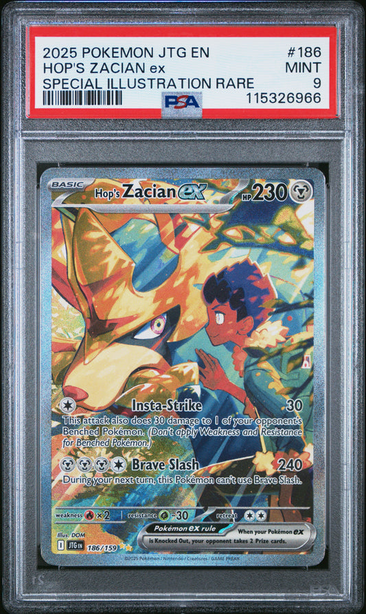 PSA 9 - Hop's Zacian 186/159 SIR SV Journey Together - Pokemon
