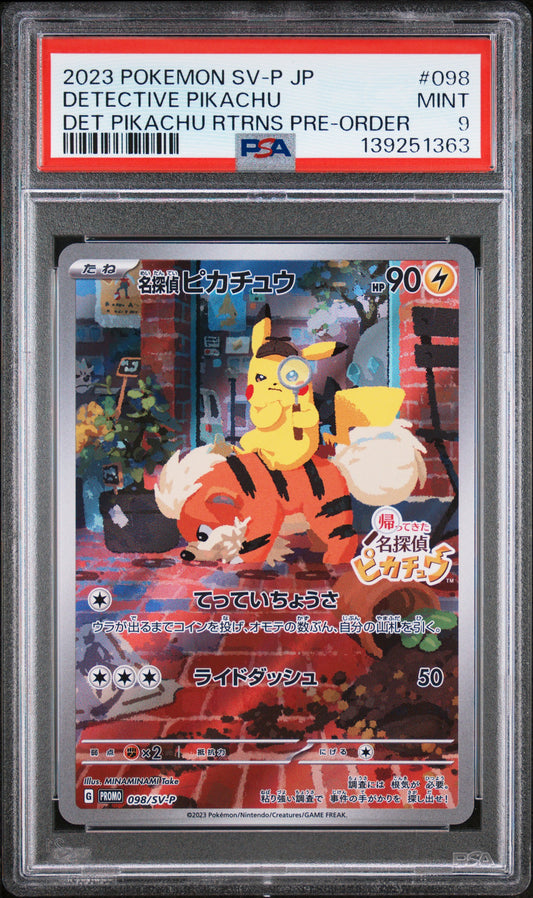 PSA 9 - Detective Pikachu 098/SV-P Japanese Pre-Order Promo - Pokemon