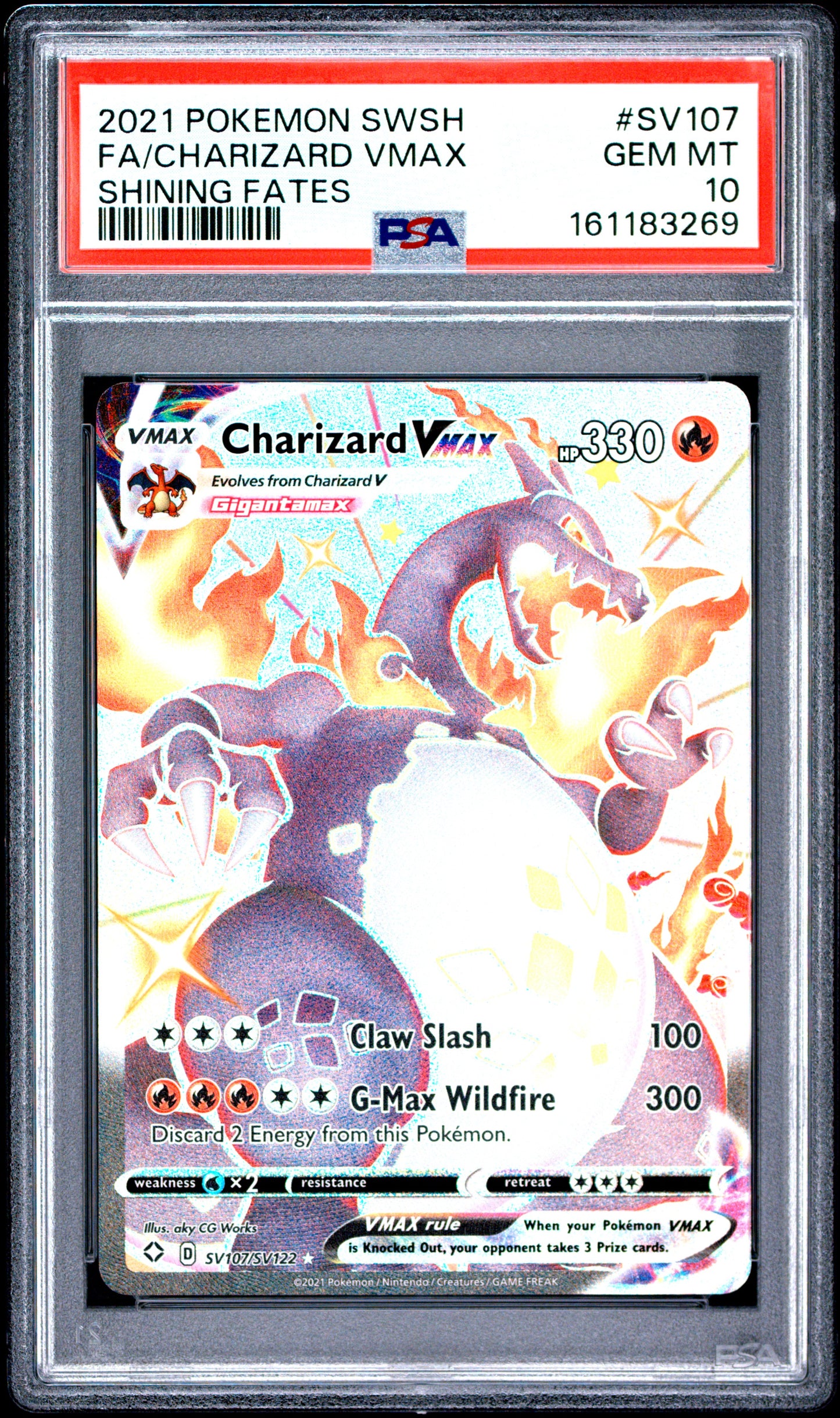 PSA 10 - Charizard VMAX SV107/072 SWSH Shining Fates x269 - Pokemon