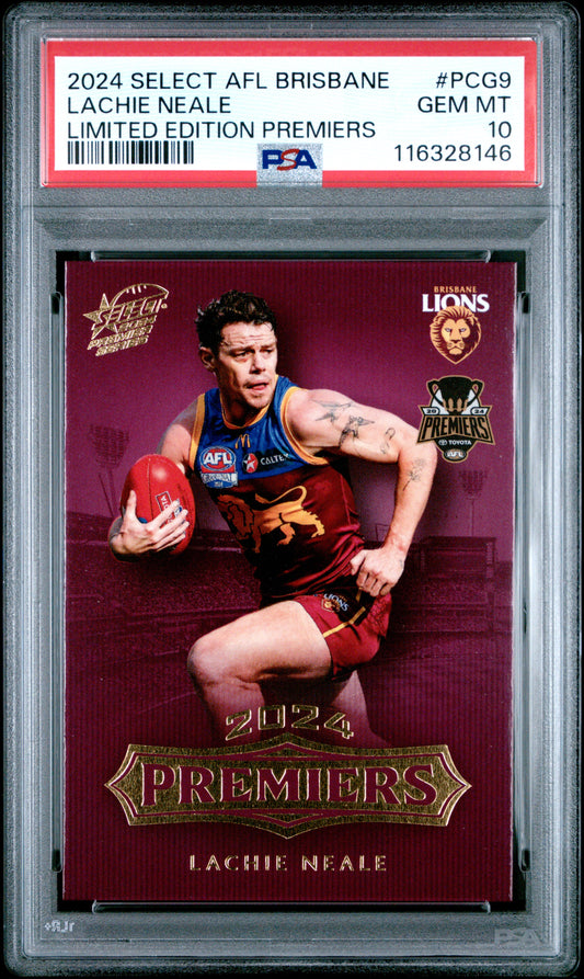 PSA 10 - Lachie Neale (Brisbane) #PCG09 2024 SELECT Premier Series - AFL