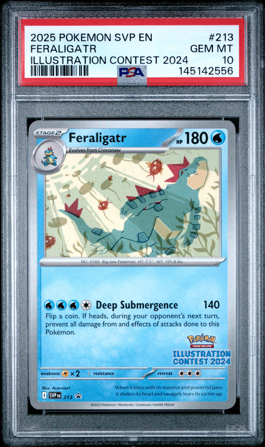 PSA 10 - Feraligatr SVP213 2024 Illustration Contest Promo - Pokemon