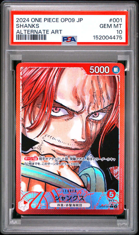 PSA 10 - Shanks OP09-001 Leader Alternate Art Japanese - One Piece