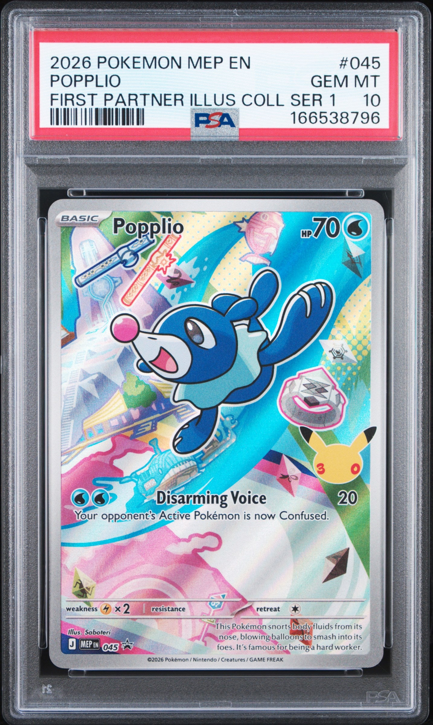 PSA 10 - Popplio MEP045 First Partner Ilustration Coll. x796 - Pokemon