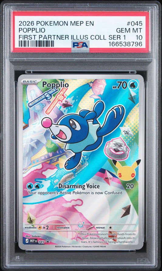 PSA 10 - Popplio MEP045 First Partner Ilustration Coll. x796 - Pokemon