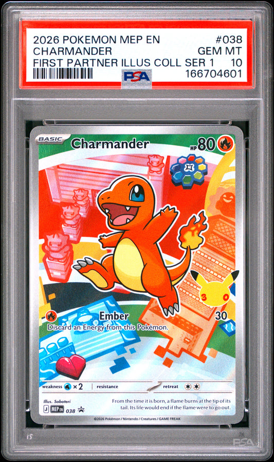 PSA 10 - Charmander MEP038 First Partner Illustration Coll. Promo x601 - Pokemon