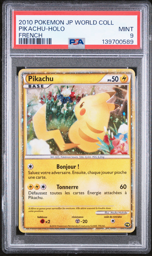 PSA 9 - Pikachu Holo French 2010 Japanese World Collection x589 - Pokemon