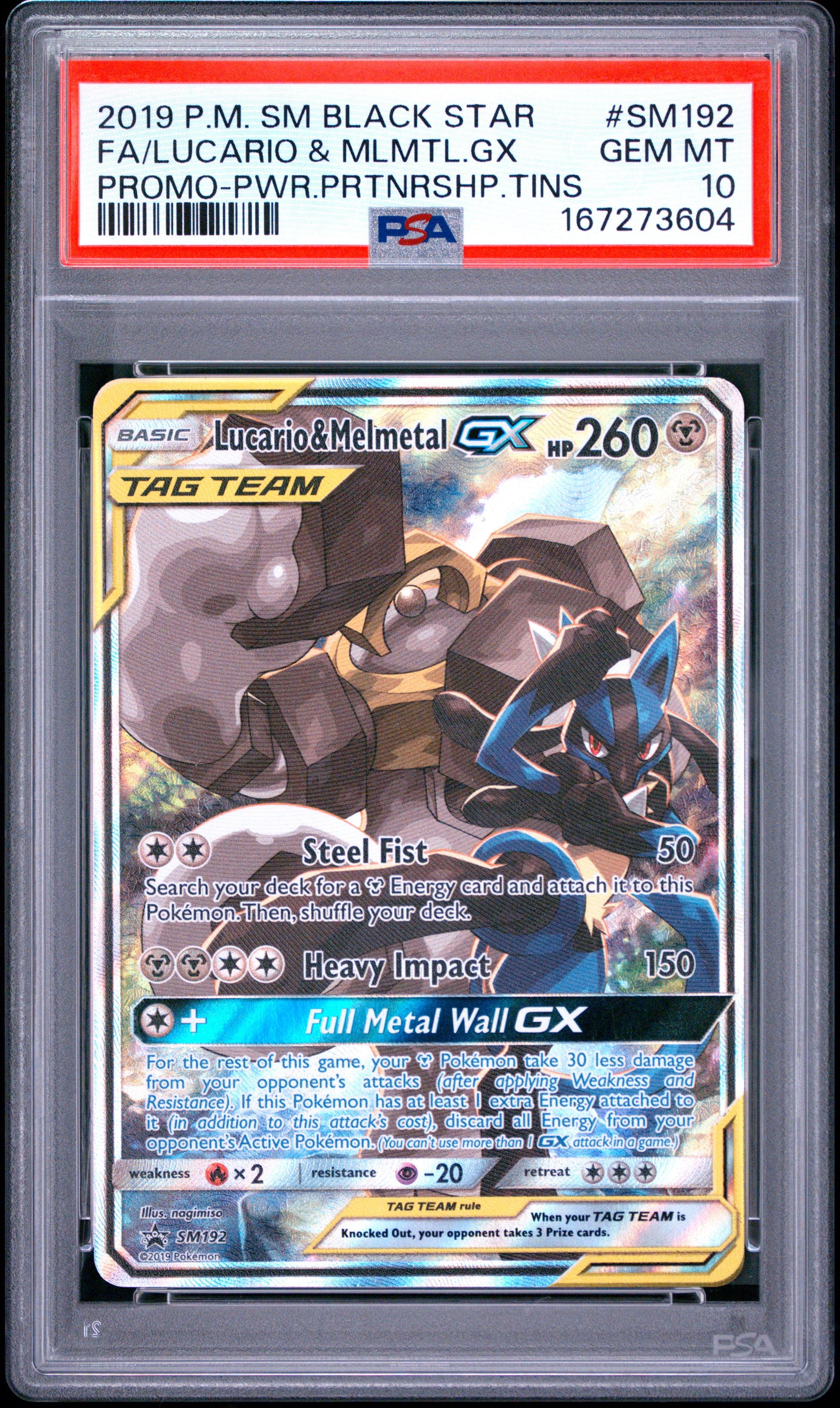 PSA 10 - Lucario & Melmetal GX SM192 Power Partnership Tins Promo x604 - Pokemon
