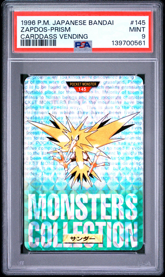 PSA 9 - Zapdos Prism #145 1996 Bandai Carddass Vending x561 - Pokemon