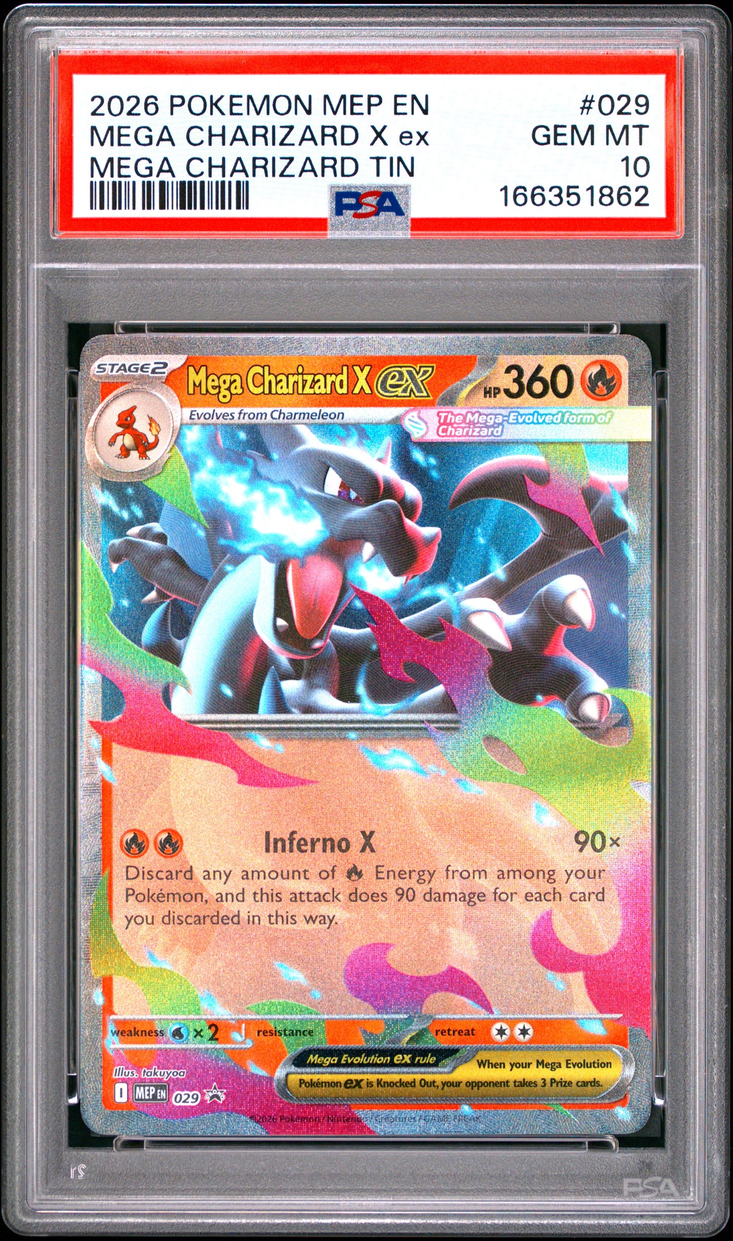 PSA 10 - Mega Charizard X ex MEP029 Black Star Promo x862 - Pokemon