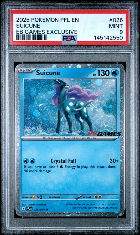 PSA 9 - Suicune Cosmos Holo 026/094 MEG EB Games Exclusive x550 - Pokemon