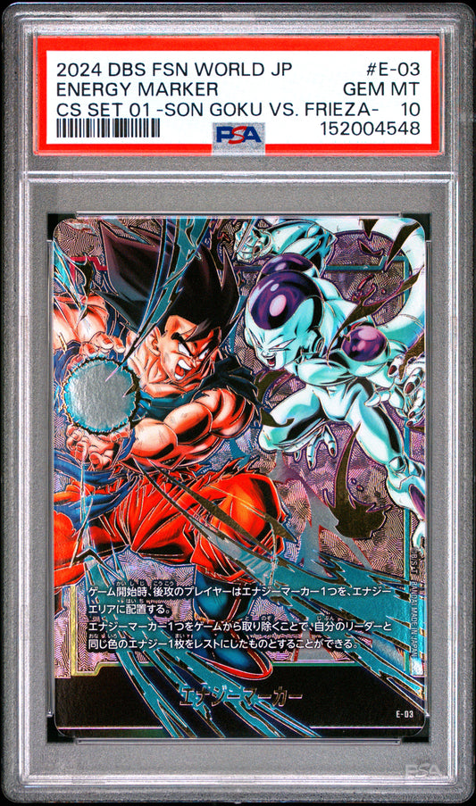 PSA 10 - Son Goku VS Frieza Energy Marker E-03 CS 01 JPN Fusion World x548 - DBS