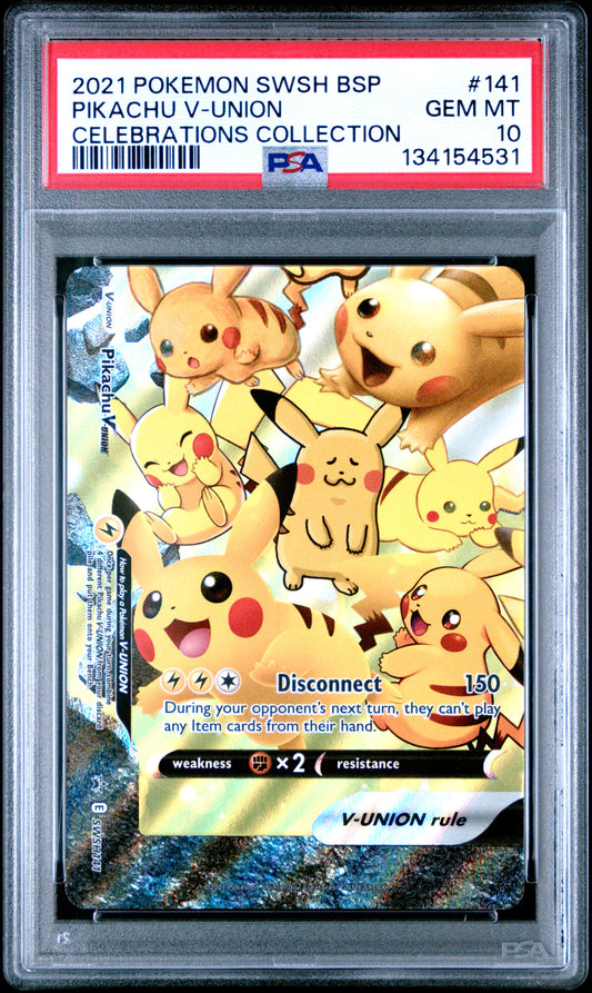 PSA 10 - Pikachu V-Union SWSH141 Celebrations Collection - Pokemon