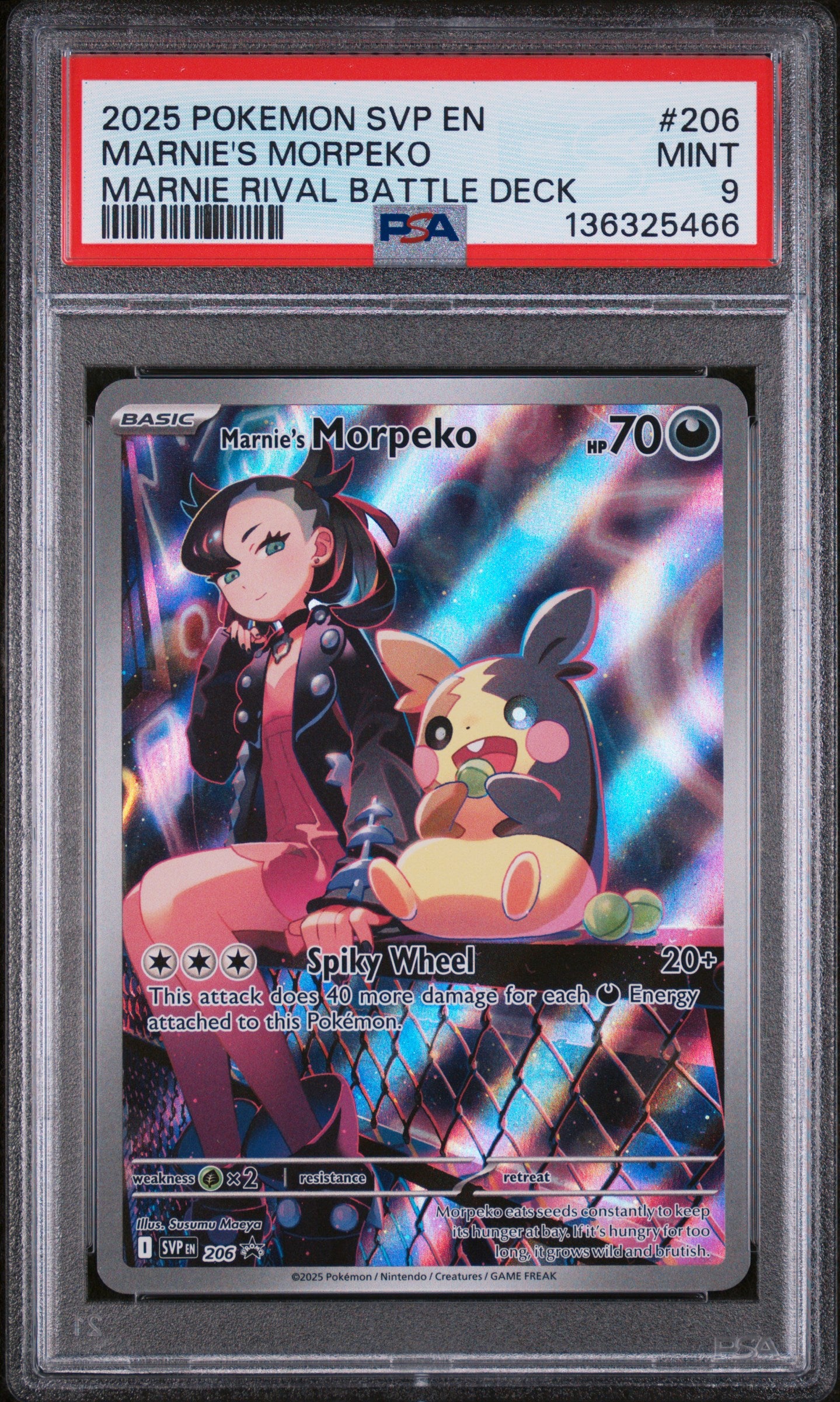 PSA 9 - Marnie's Morpeko SVP206 Illustration Rare Rival Battle Deck - Pokemon