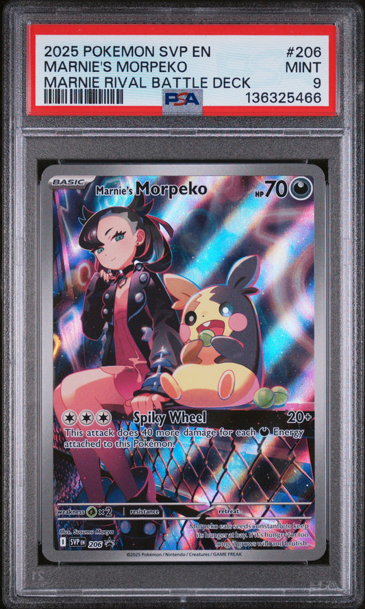 PSA 9 - Marnie's Morpeko SVP206 Illustration Rare Rival Battle Deck - Pokemon