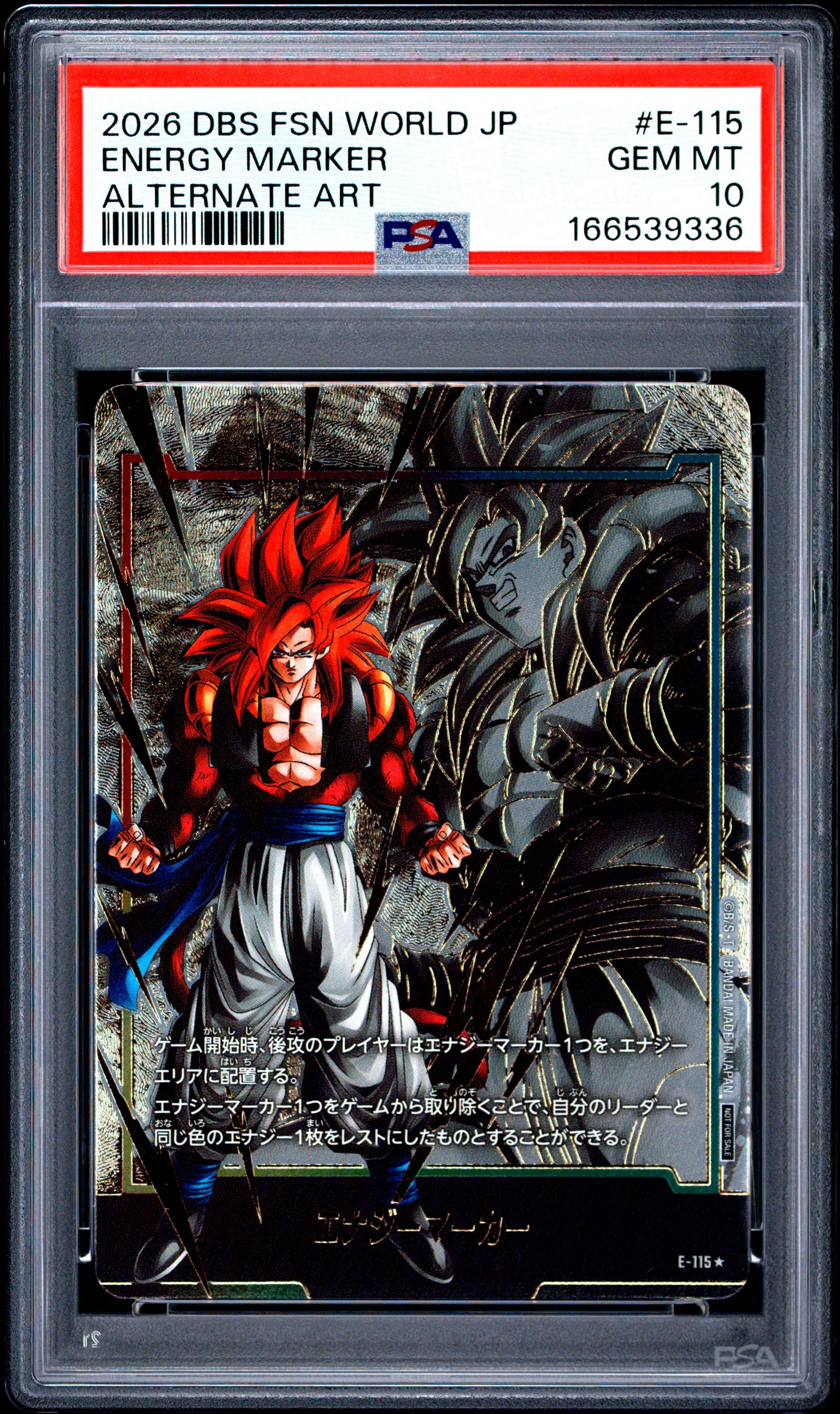 PSA 10 - Gogeta Energy Marker E-115 Alternate Art JPN Fusion World x336 - DBS