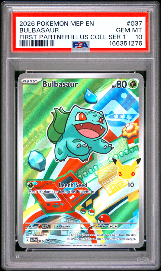 PSA 10 - Bulbasaur MEP037 First Partner Ilustration Coll. x276 - Pokemon