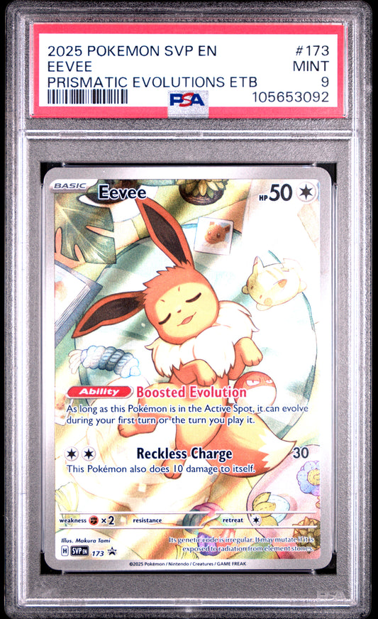 PSA 9 - Eevee AR SVP173 Prismatic Evolutions ETB Promo - Pokemon