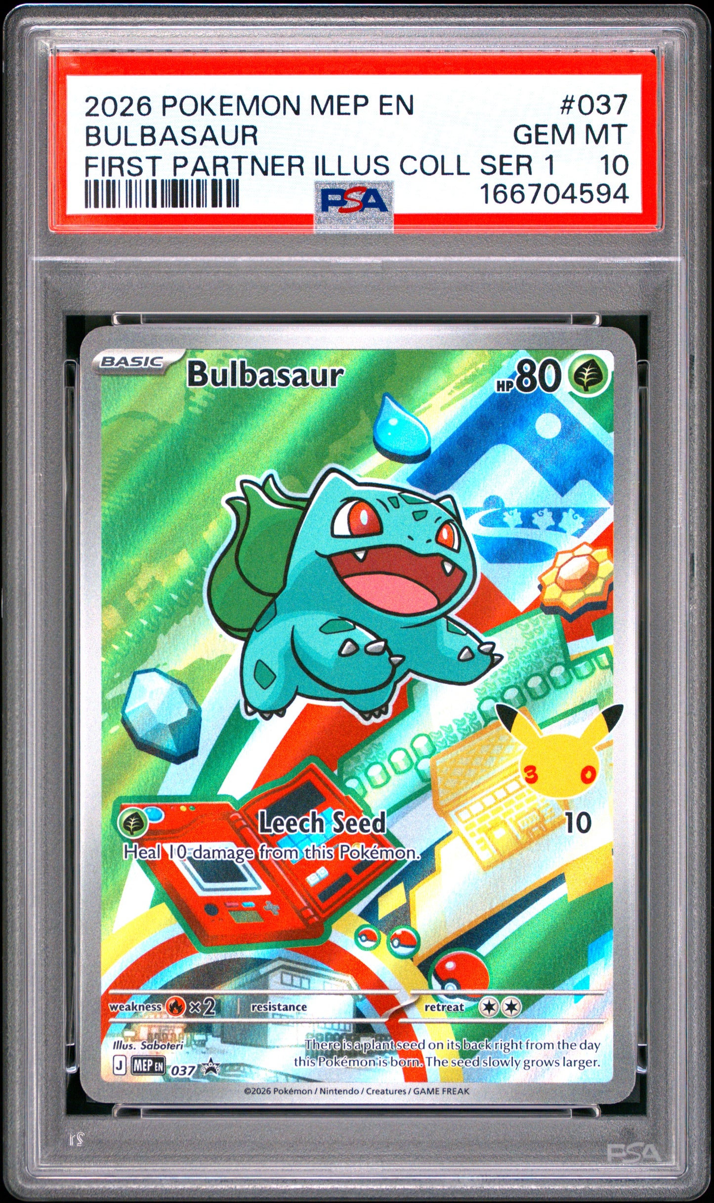 PSA 10 - Bulbasaur MEP037 First Partner Illustration Coll. Promo x594 - Pokemon