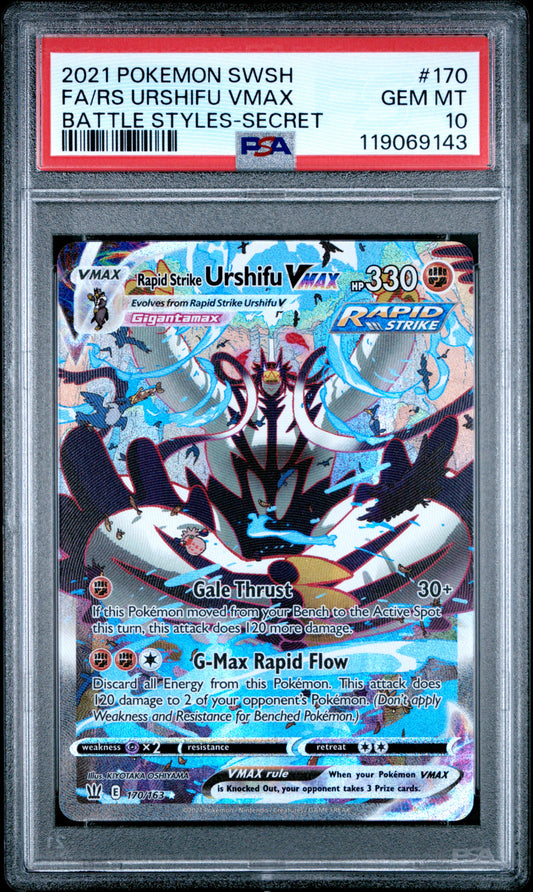 PSA 10 - Rapid Strike Urshifu VMAX 170/163 SWSH Battle Styles - Pokemon