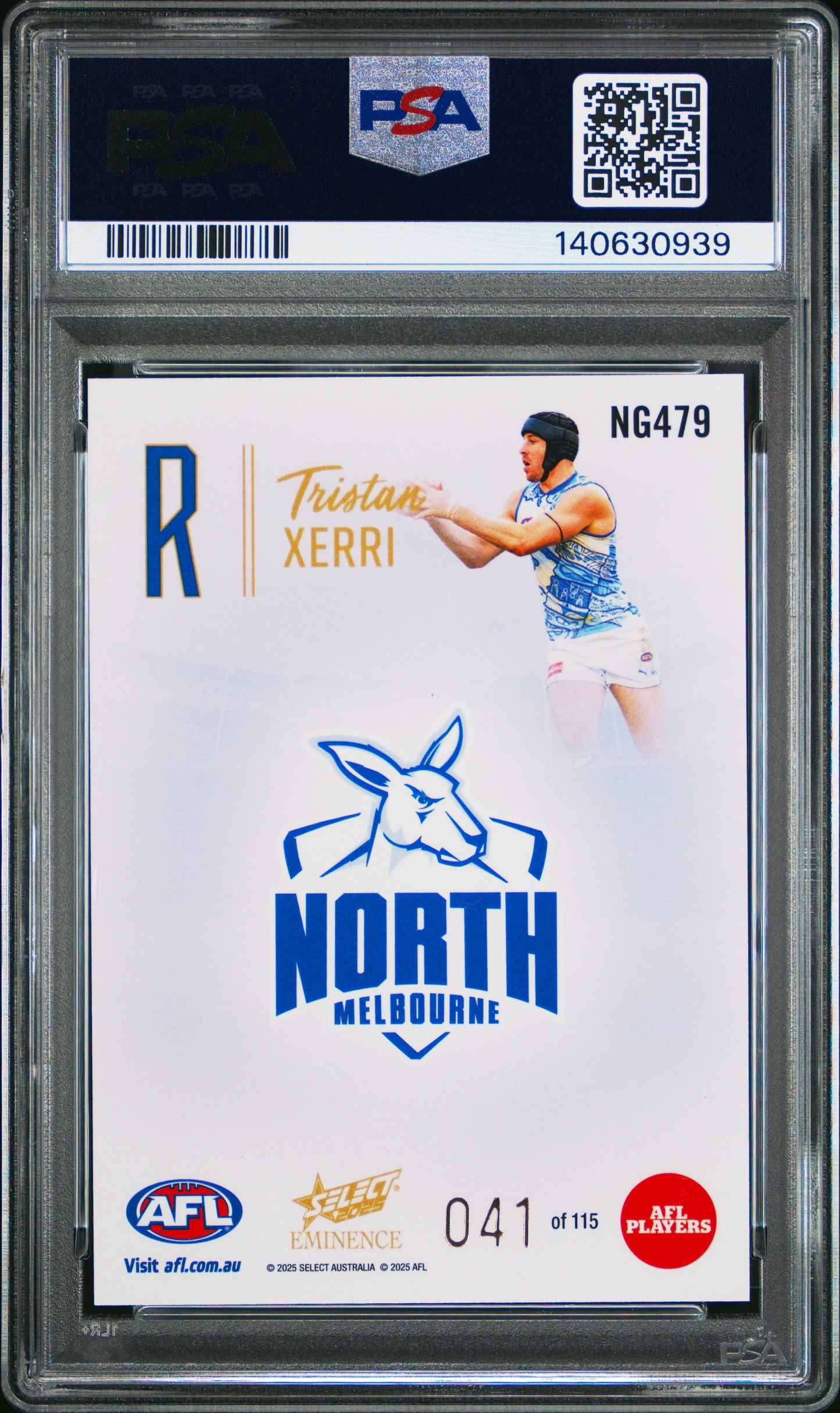 PSA 10 - Tristan Xerri R #NG479 Nameplate Gold 2025 SELECT Eminence - AFL