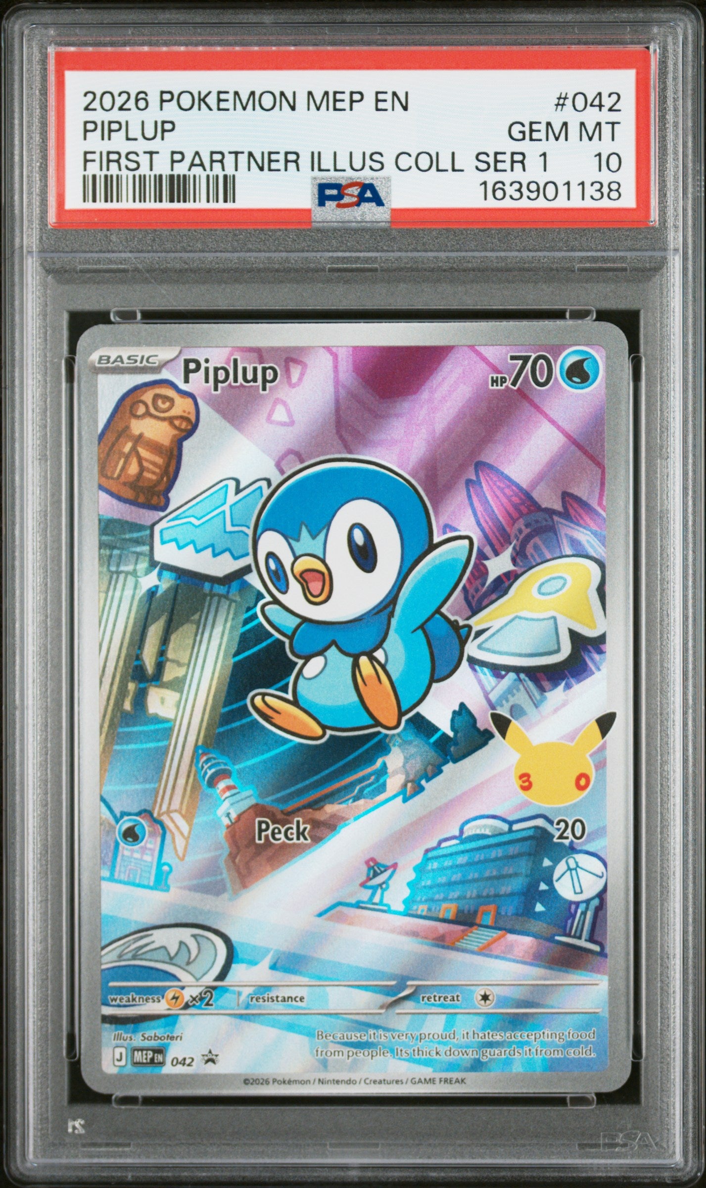 PSA 10 - Piplup MEP042 First Partner Illustration Promo x138 - Pokemon