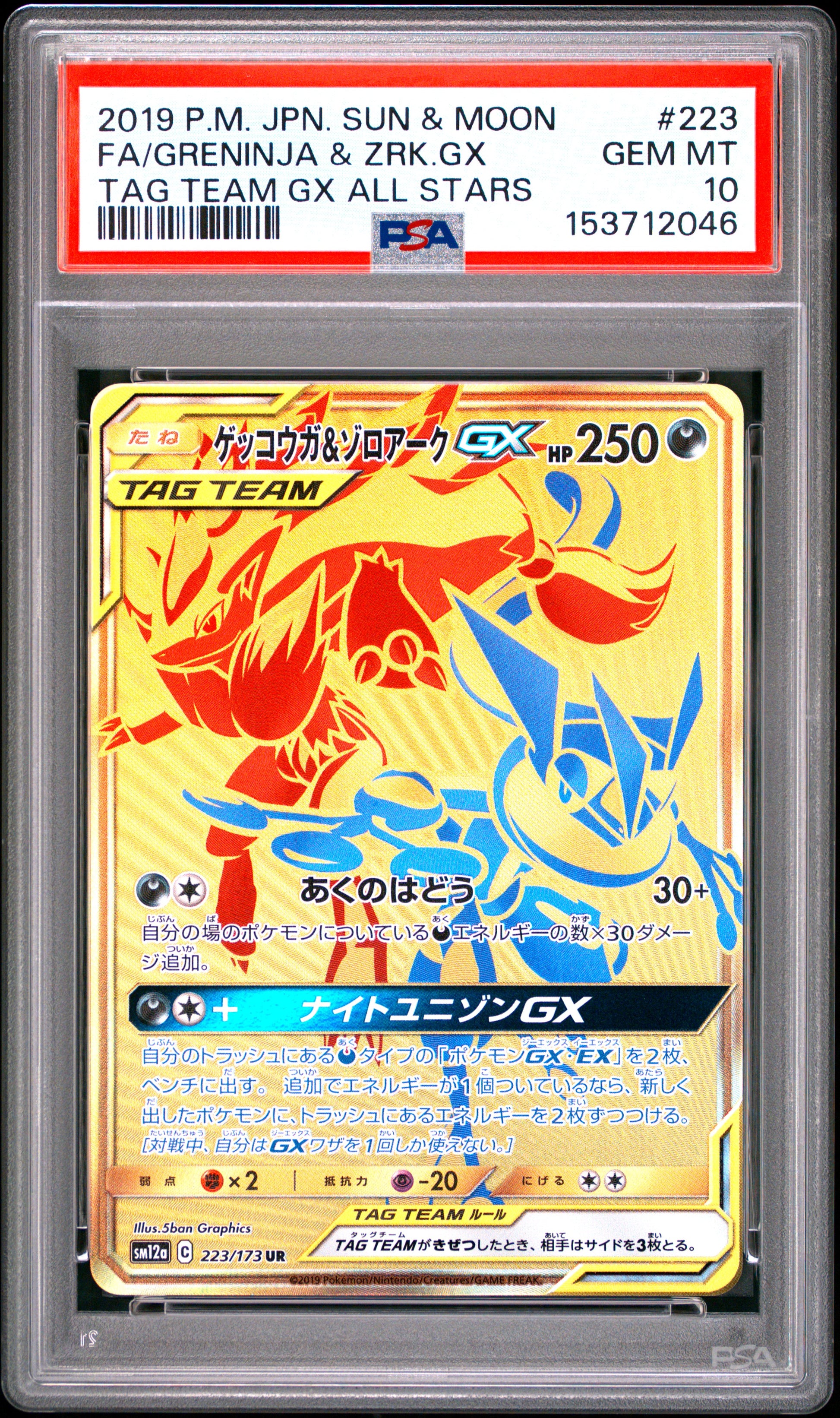 PSA 10 - Greninja & Zoroark GX 223/173 SM12a Tag Team GX x046 - Pokemon
