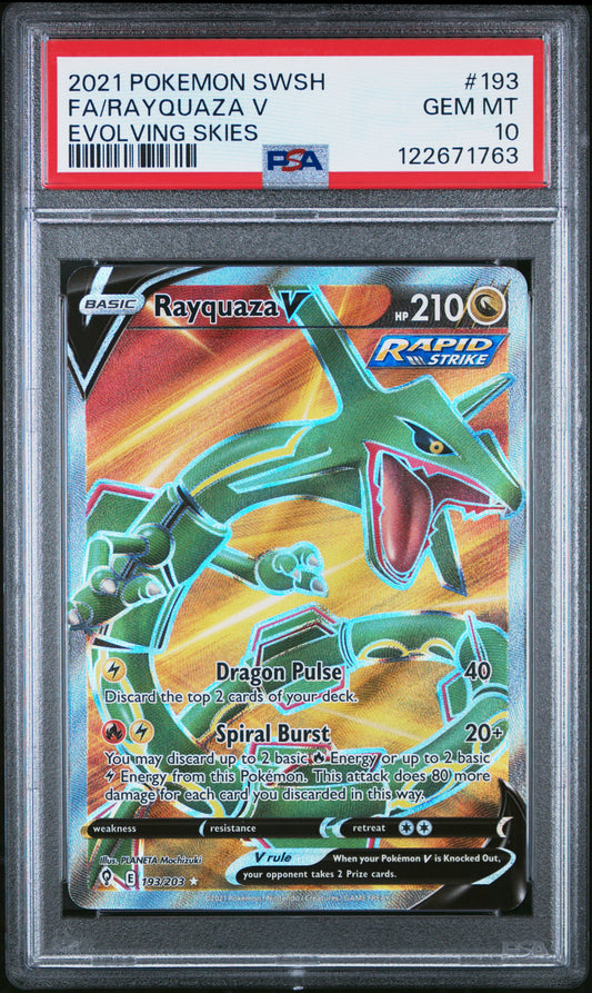 PSA 10 - Rayquaza V 193/203 SWSH Evolving Skies - Pokemon