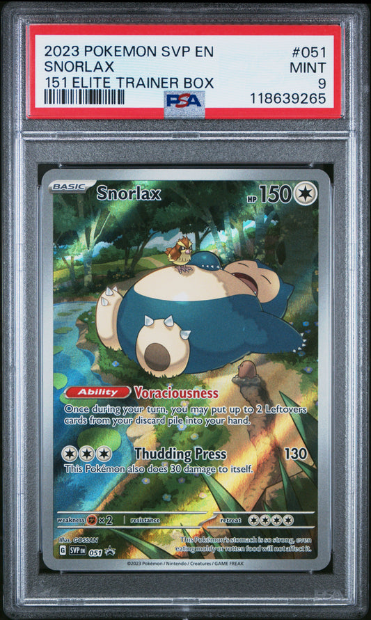 PSA 9 - Snorlax SVP051 SV MEW English 151 Elite Trainer Box Promo - Pokemon