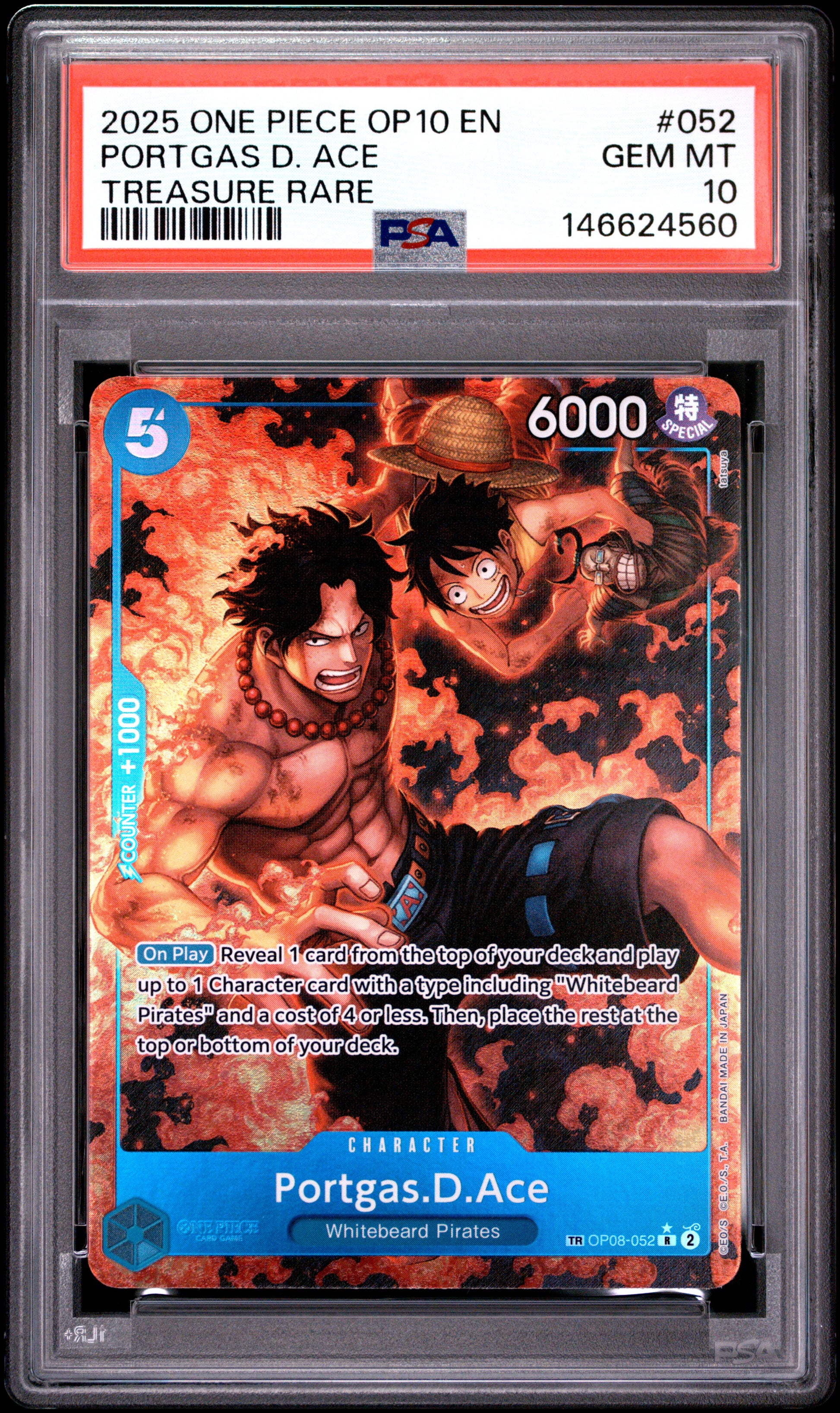 PSA 10 - Portgas D. Ace OP08-052 OP10 Treasure Rare x560 - One Piece