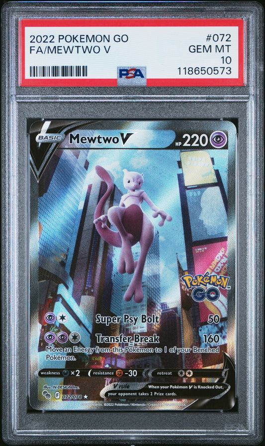 PSA 10 - Mewtwo V 072/078 SWSH Pokemon GO - Pokemon