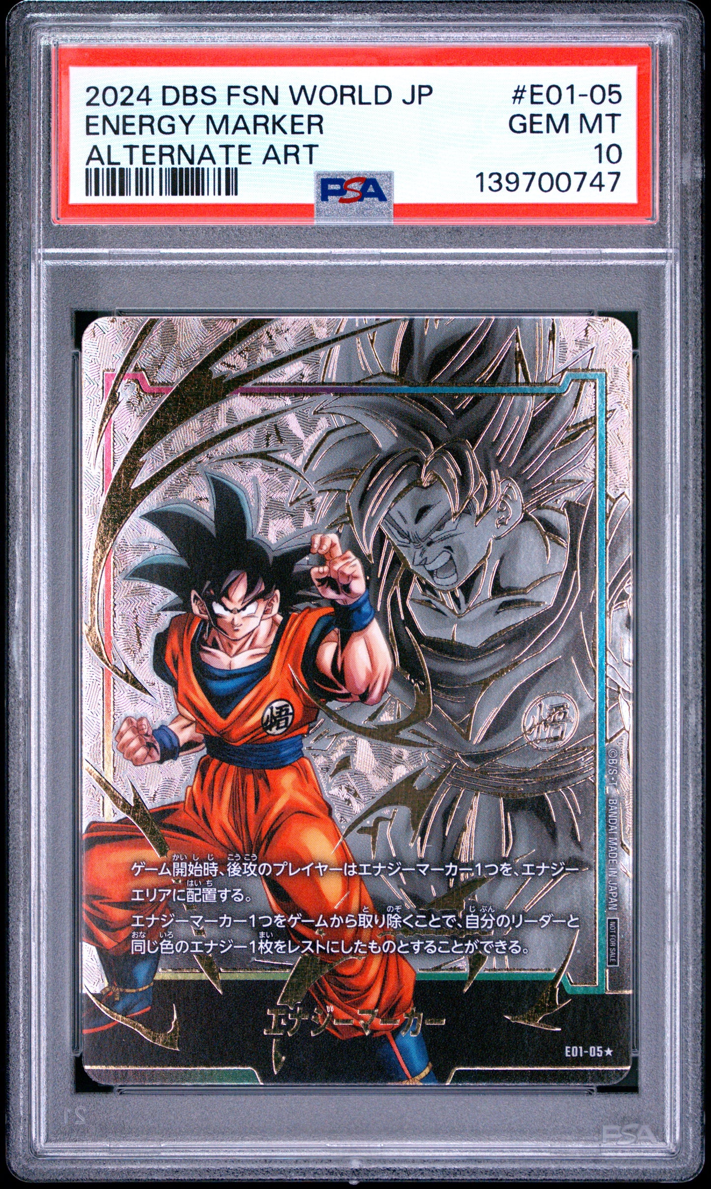 PSA 10 - Son Goku Energy Marker E01-05 Alternate Art JPN Fusion World x747 - DBS