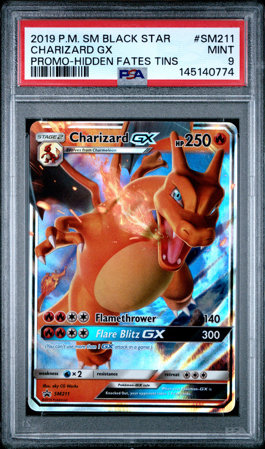 PSA 9 - Charizard GX SM211 Hidden Fates Tins Black Star Promo x774 - Pokemon
