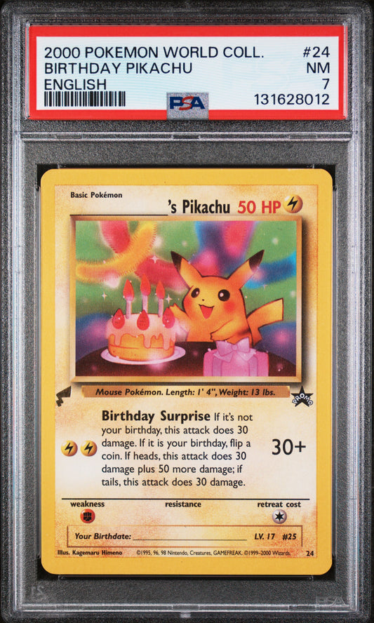 PSA 7 - Birthday Pikachu #24 2000 World Collection Promo - Pokemon