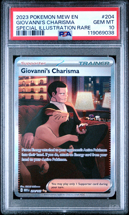 PSA 10 - Giovanni's Charisma 204/165 SIR SV MEW English 151 - Pokemon