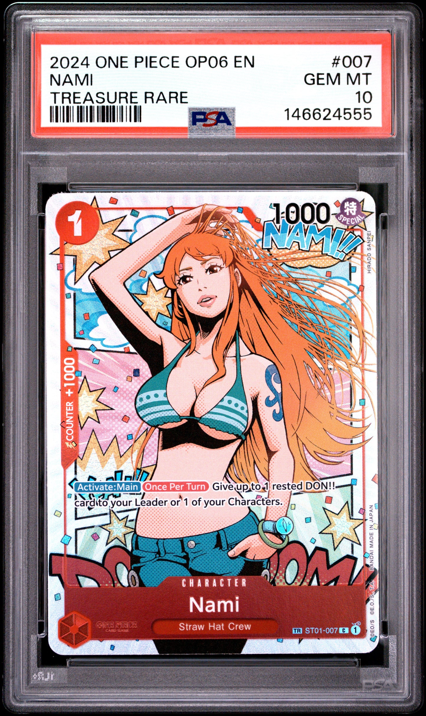 PSA 10 - Nami ST01-007 OP06 Treasure Rare x555 - One Piece