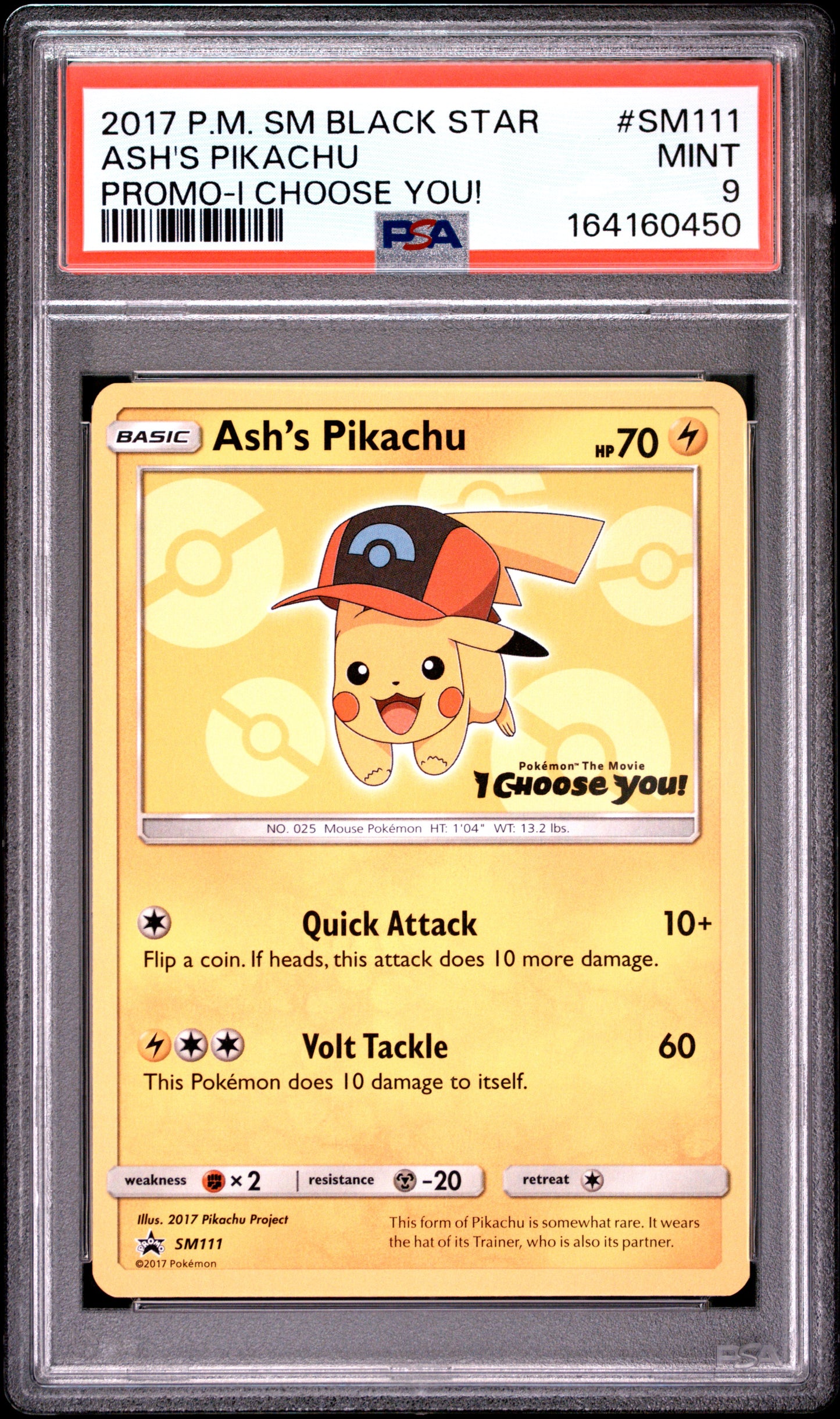 PSA 9 - Ash's Pikachu SM111 I Choose You Promo x450 - Pokemon