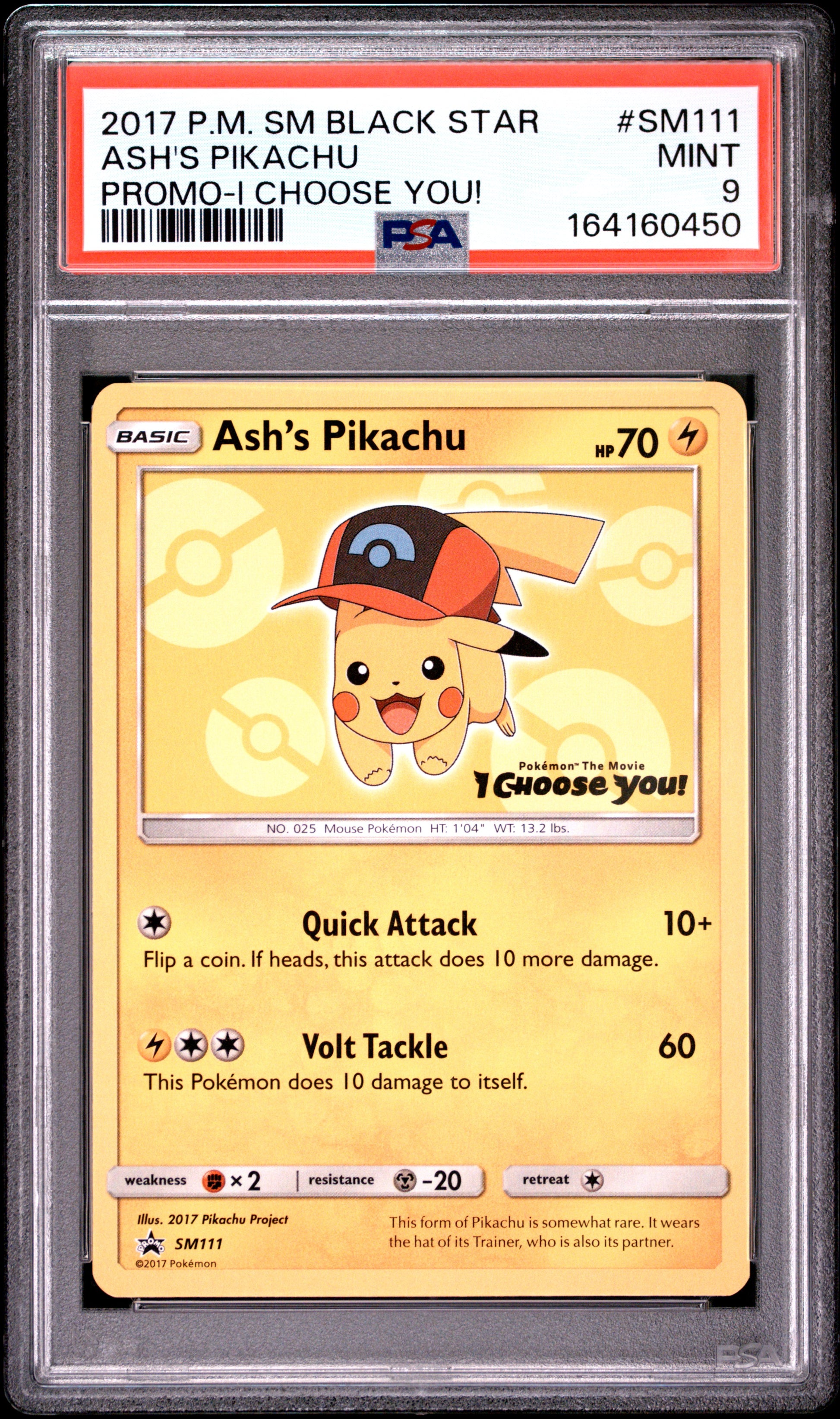 PSA 9 - Ash's Pikachu SM111 I Choose You Promo x450 - Pokemon