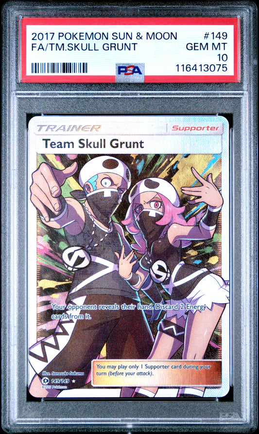 PSA 10 - Team Skull Grunt 149/149 SM Sun & Moon Base Set - Pokemon