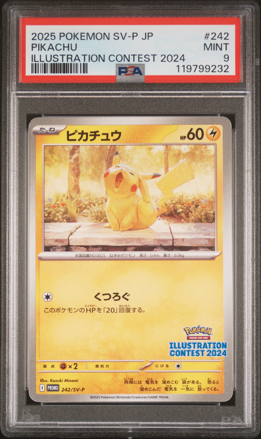PSA 9 - Pikachu 242/SV-P Illustration Contest 2024 - Pokemon